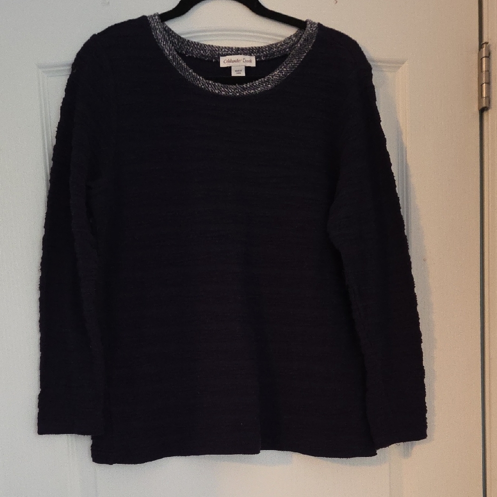 Coldwater Creek Women's Dark Blue and Gray Sweater